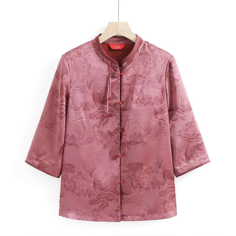 シャツ レディース おしゃれ シニア 婦人服 60代 七分袖 ピンク 中華風 結婚式 ミセス 上品 唐装 中国風 中国風 夏 前開き frontop-13138829 フロントップ楽天市場店 パッケージ画像
