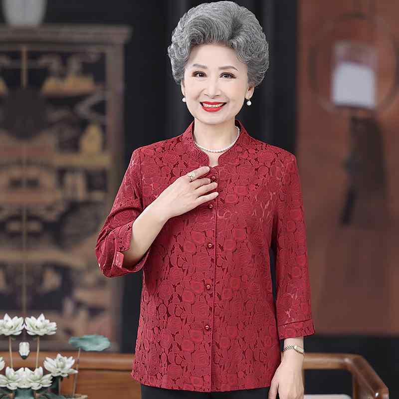 Rakuten - シャツ レディース おしゃれ シニア 婦人服 60代 母 婆 婚宴 夏 上品 七分袖 スタンドカラー 花柄 シンプル きれいめ