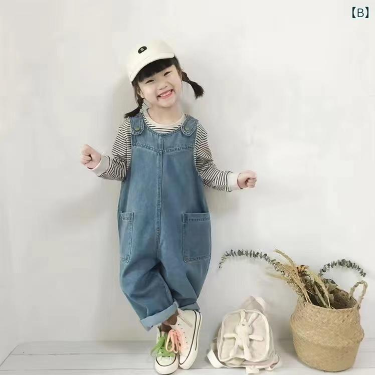 フロントップ楽天市場店のサロペット 女の子 キッズ 子供 かわいい カジュアル 春夏 ヴィンテージ風 ゆったり 大きめシルエット オーバーオール｜アングル3