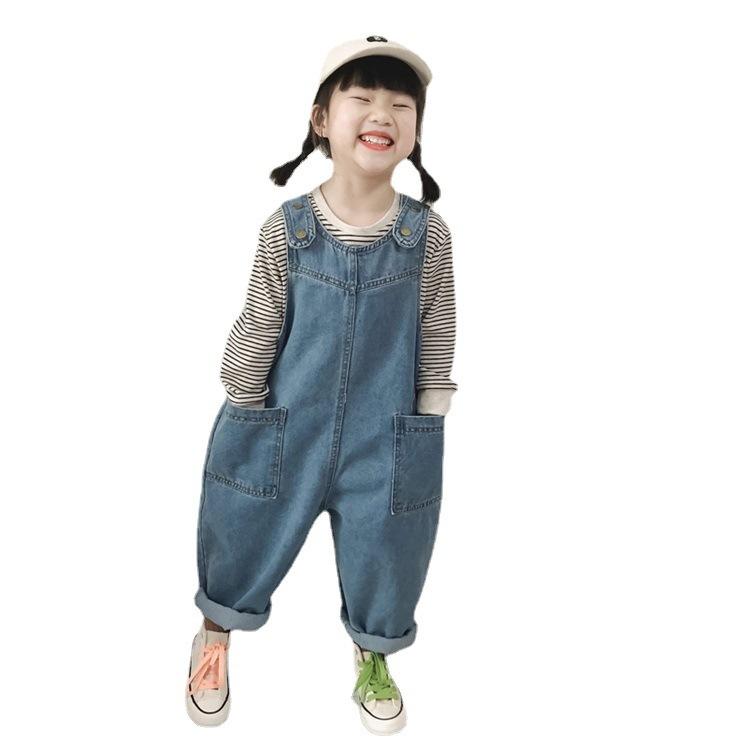 サロペット 女の子 キッズ 子供 かわいい カジュアル 韓国 おしゃれ ゆったり デニム ワイドパンツ風 つなぎ 春秋