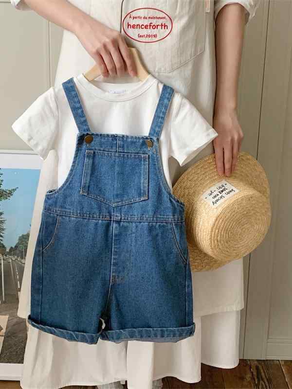 サロペット 女の子 キッズ 子供 かわいい カジュアル 男の子 韓国 春夏 デニム ショート オーバーオー..