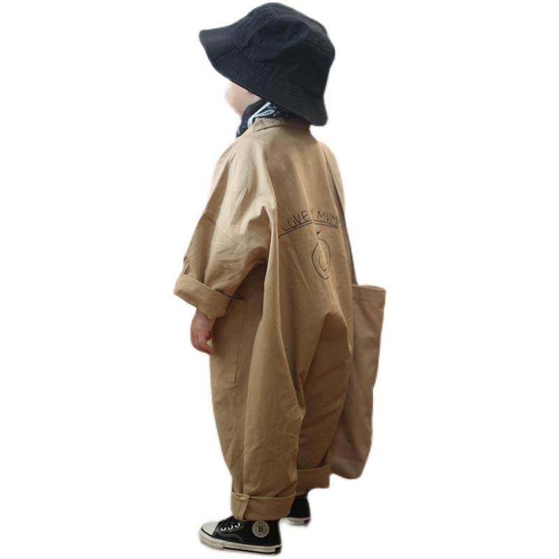 Overalls - ロンパース ベビー 男の子 女の子 キッズ 子供 かわいい カジュアル 春秋 お出かけ 工房風 シンプル ゆったり 長袖