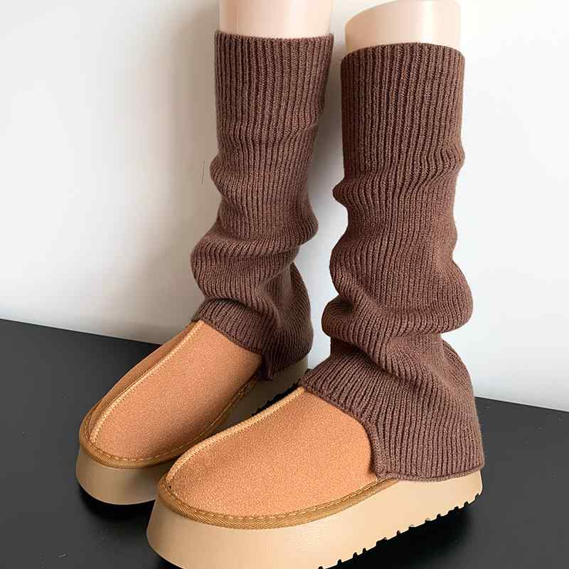 レッグウォーマー レディース おしゃれ カジュアル 細見え 防寒 グレー ニット リブ 春秋 ミドル丈 y2k 個性 フレア 脚長効果