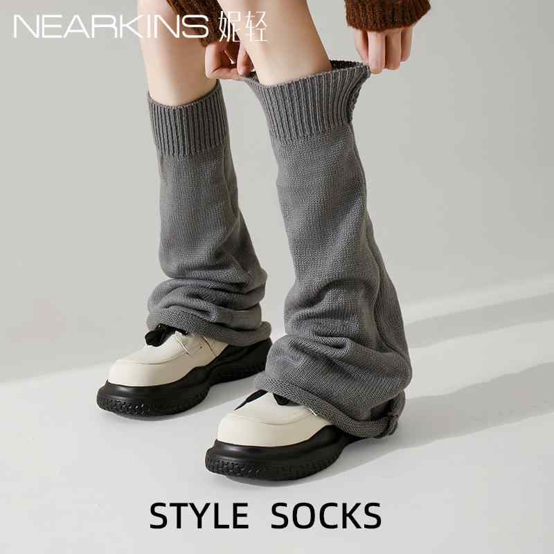 レッグウォーマー レディース おしゃれ カジュアル 細見え 防寒 グレー 薄手 y2k フレア くしゅくしゅ ミドル丈 机能風 夏