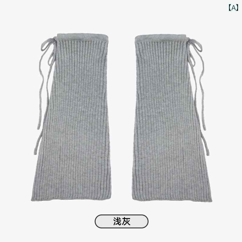 レッグウォーマー レディース おしゃれ カジュアル 細見え 防寒 グレー リブ 竪縞 ひも 春夏 y2k フレア 裾広がり jk系 サブカル