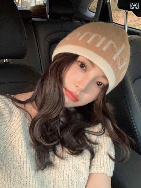 ニット帽 レディース おしゃれ カジュアル 秋冬 暖かい 防寒 韓国 登山 アウトドア 耳 保護 ロゴ