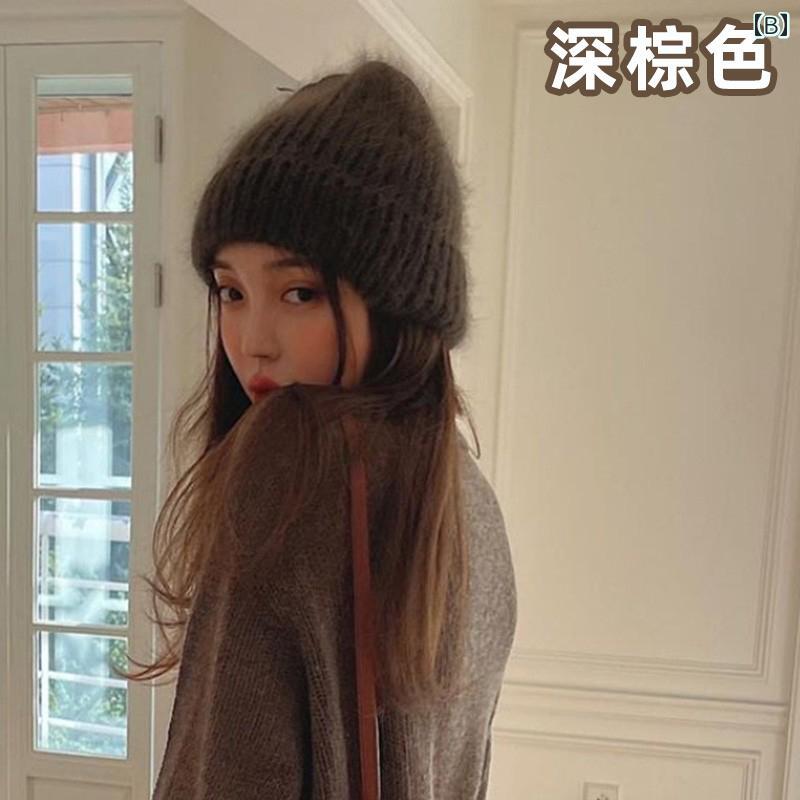 帽子 レディース おしゃれ カジュアル 兎毛 秋冬 暖かい ウール ニット帽子 耳当て...