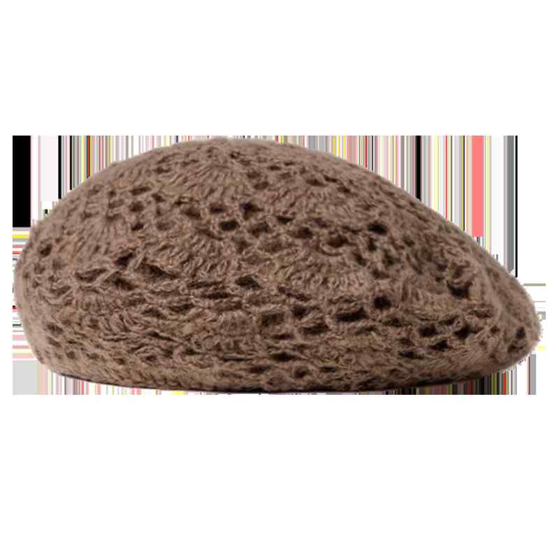 ベレー帽 レディース おしゃれ カジュアル 春秋 二重編み 透かし編み ニット シンプル 画家風 ヴィンテージ風(4.0)