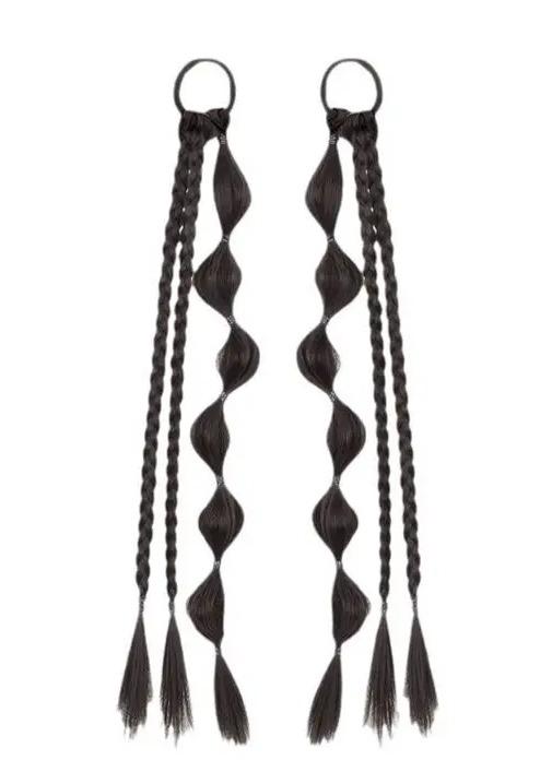 エクステ レディース つけ毛 エクステンション ウィッグ ポニーテール ツインテール 三つ編み イメチェン ダンス 舞台 パフォーマンス ヘアアクセサリー 小物 おしゃれ 黒 茶