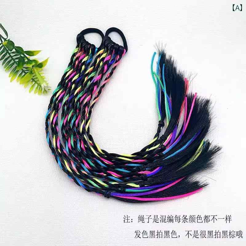 エクステ ゴム クリップ 子供 女の子 つけ毛 エクステンション ウィッグ ボリュームアップ 三つ編み ブ..