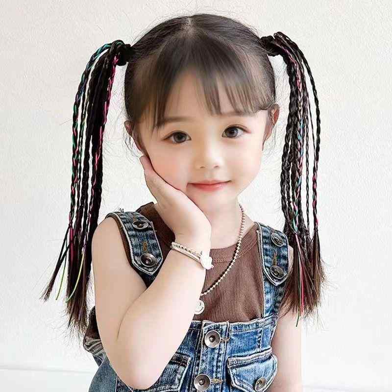 エクステ ゴム 子供 女の子 つけ毛 エクステンション ウィッグ ボリュームアップ ポニーテール ツインテール 三つ編み 編み込み イメチェン ダンス 舞台 パフォーマンス ヘアアクセサリー 小物 個性的 おしゃれ 黒