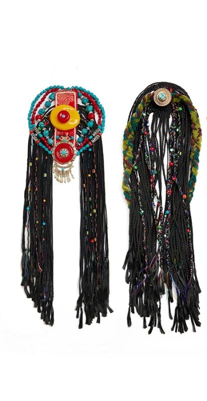 ヘアアクセサリー チベット 民族風 エスニック つけ毛 ウィッグ エクステ 装飾 髪飾り 編み込み キラキ..