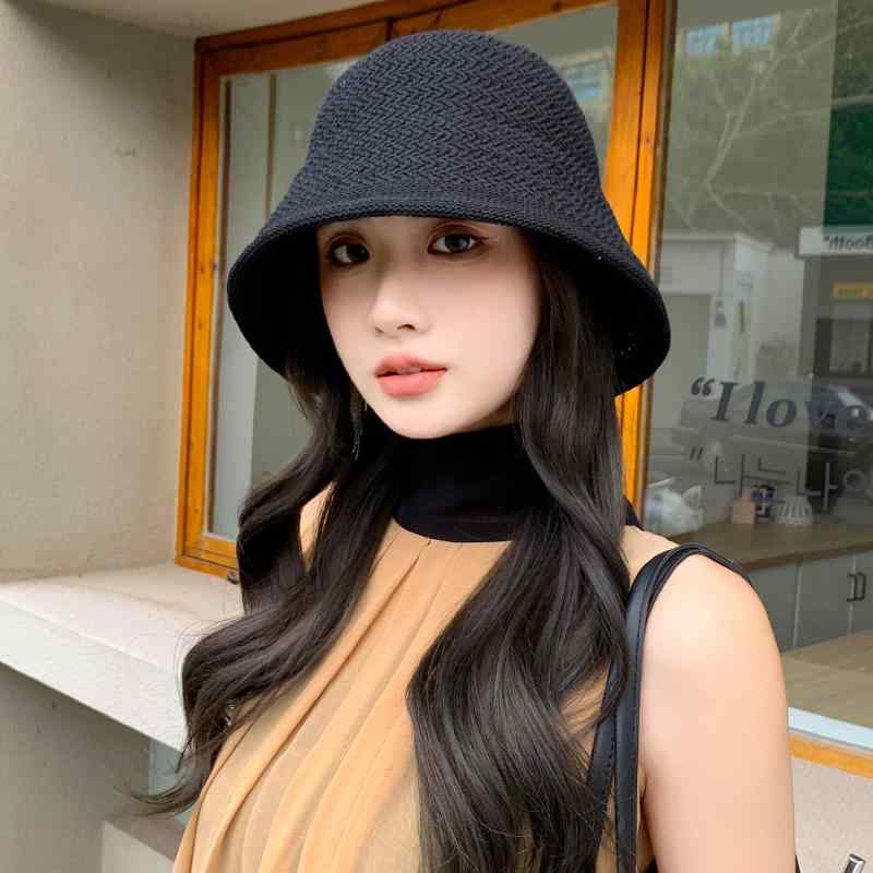 麦わら帽子 レディース おしゃれ カジュアル 夏 通気性 日焼け防止 シンプル バケットハット 小顔効果 涼しい 編み 透かし編み(4)