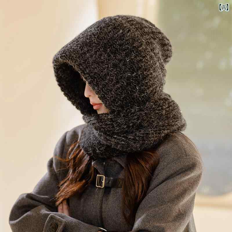 帽子 レディース おしゃれ カジュアル メンズ 秋冬 暖かい 防寒 耳あて ニット バラクラバ ネックウォーマー 一体型 シンプル