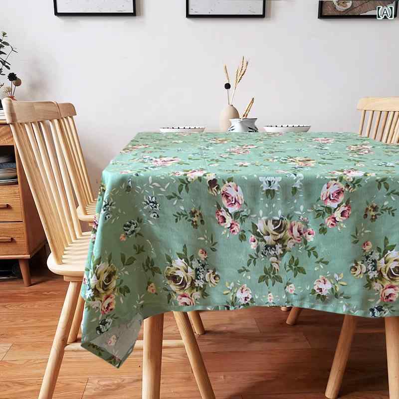 テーブルクロス おしゃれ 綿 麻 正方形 長方形 インテリア ダイニング 装飾 パーティー 撮影 背景布 カントリー調 レトロ 花柄 バラ