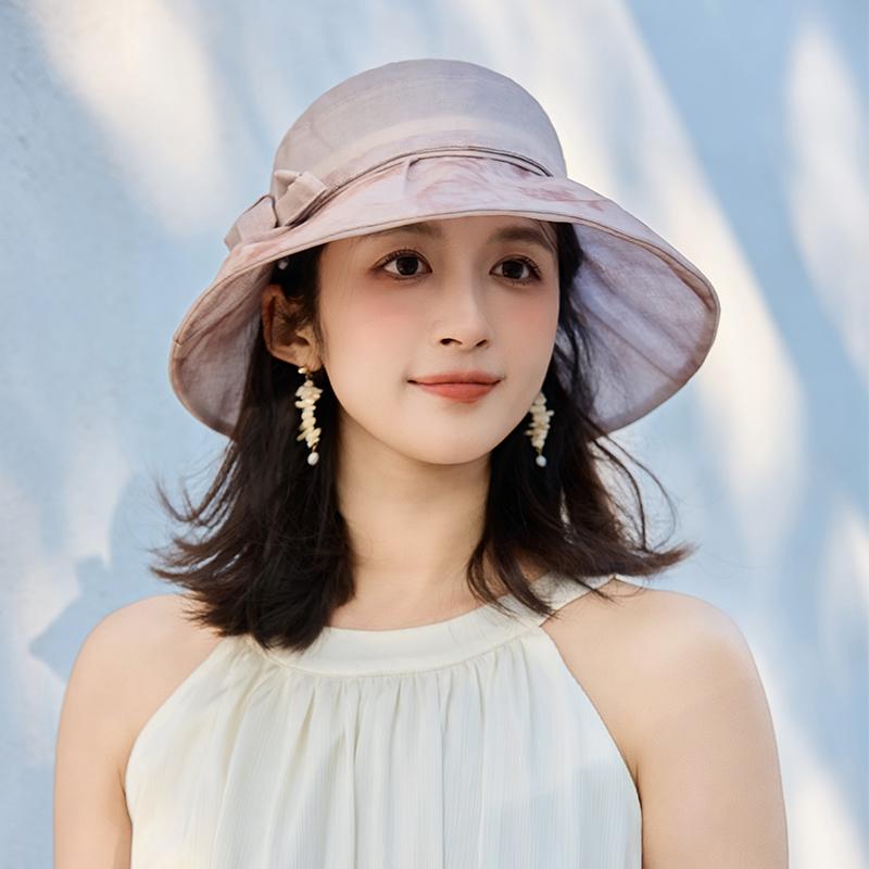 绅士帽 - 帽子 レディース 夏 日焼け防止 折りたたみ エレガント フレンチ風 ママ つば広 ハット 上品 旅行 海外風 きれいめ ガーデニング かわいい