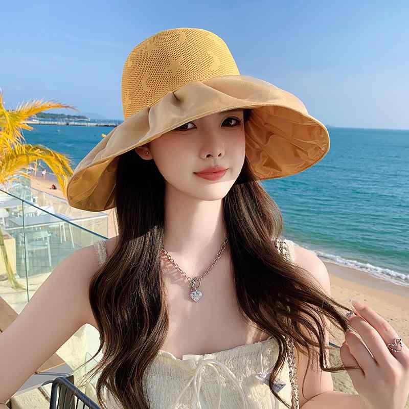 ハット 帽子 レディース おしゃれ 日よけ 黒 夏 大きめ つば広 日焼け防止 紫外線対策 リボン ビーチ 遮光 旅行(4)