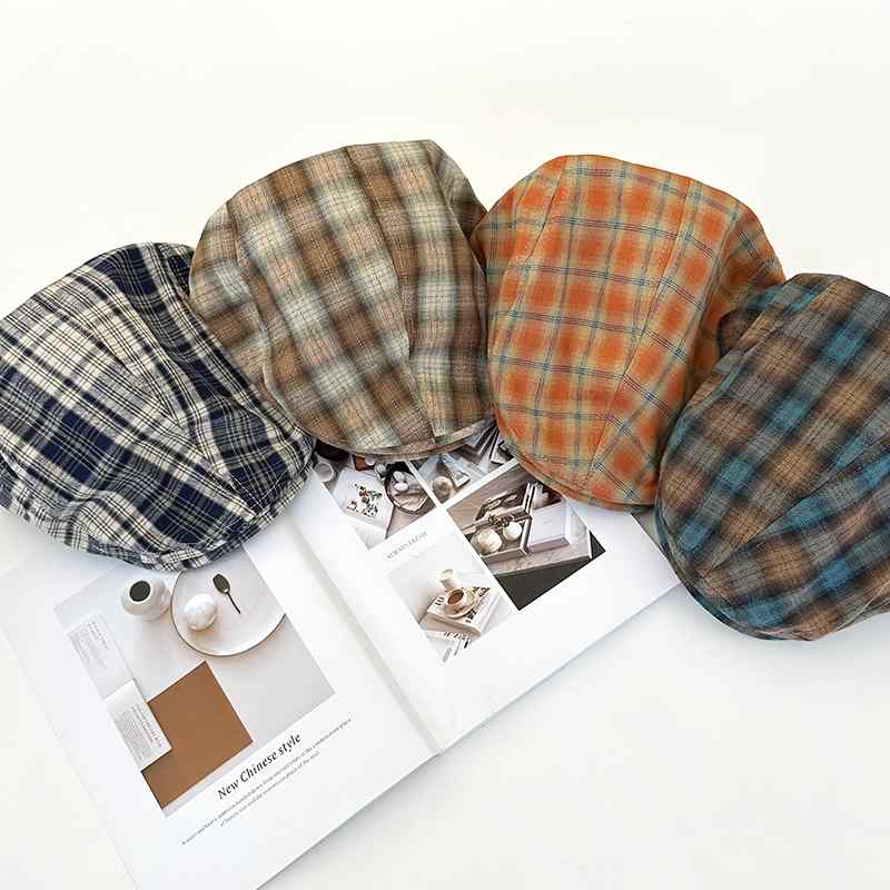 帽子 レディース メンズ おしゃれ カジュアル レトロ 春夏 薄手 チェック柄 小顔効果 キャスケット ベ..