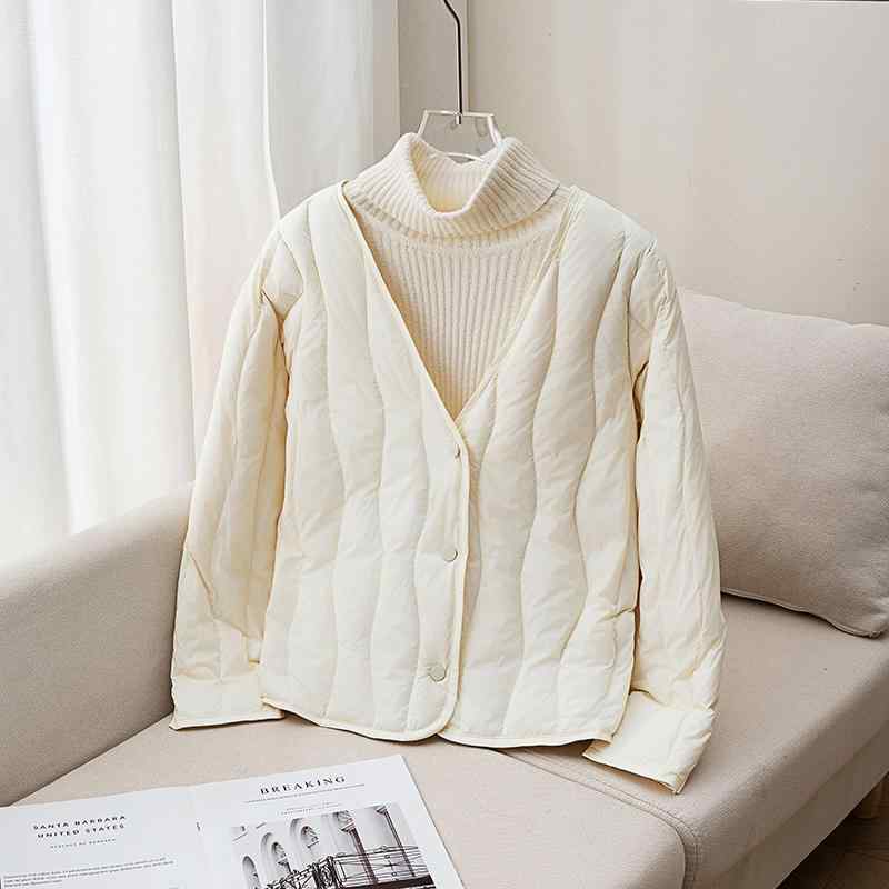 ダウンジャケット レディース アウター Vネック 軽量 秋冬 ショート丈 90ダウン コート コート インナー