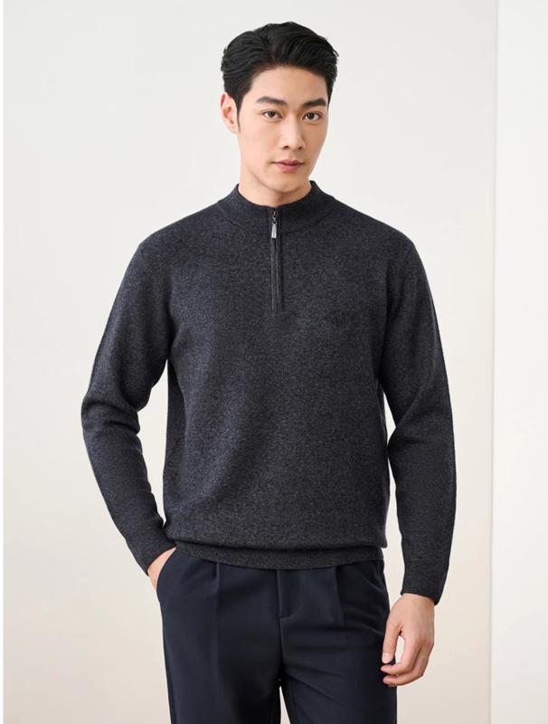 ニット メンズ おしゃれ ハーフジップ セーター ウール 秋冬 シンプル カジュアル 長袖 無地 暖かい 防寒 大きいサイズ 通学 仕事 普段着