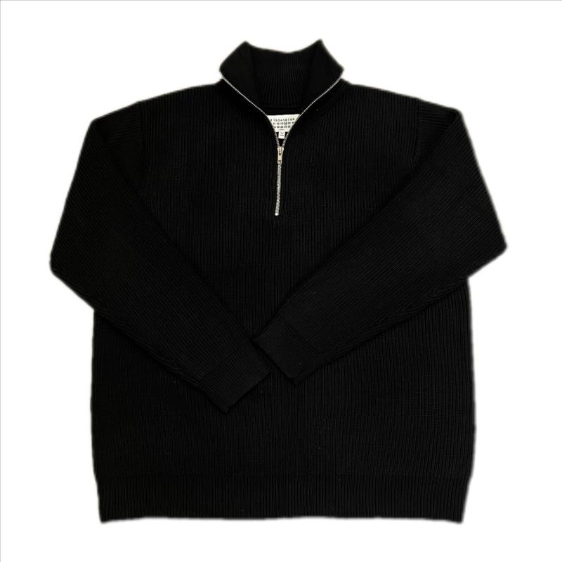 ニット メンズ おしゃれ レディース マキシ家風 ハイネック ハーフジップ 四角縫い シンプル 秋冬