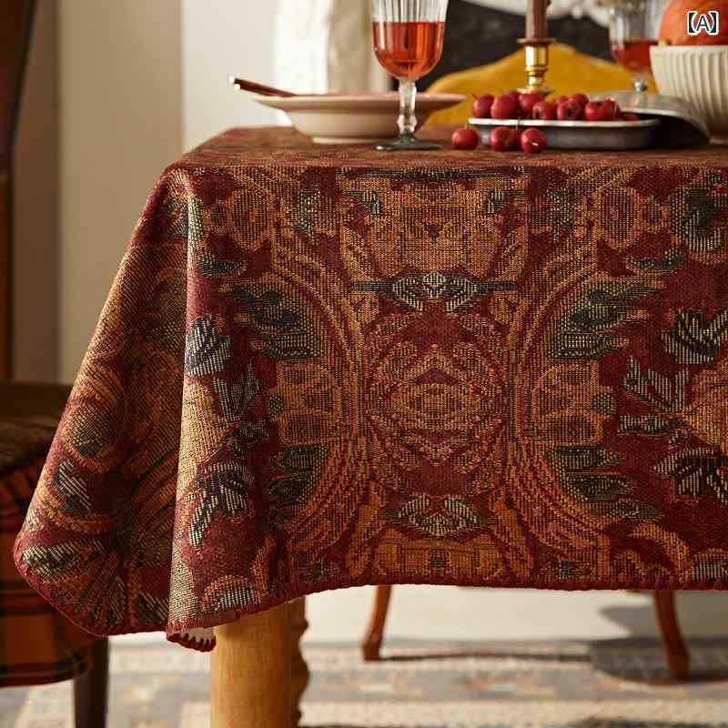 テーブルクロス 長方形 欧風 ヴィンテージ風 レトロ ワインレッド 喜び 華やか おしゃれ インテリア 北欧風 ダイニング 布 欧式 お祝い テーブルカバー