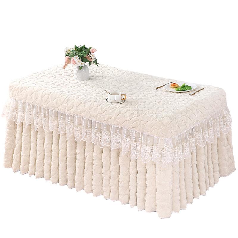 テーブルクロス 長方形 冬 厚手 裏起毛 無地 テーブルカバー 暖かい こたつ レース かわいい