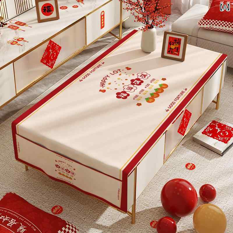 テーブルクロス 長方形 新年 春節 赤 防塵 テーブルカバー 雑貨 インテリア おしゃれ 龍年 祝日 かわいい 保護マット