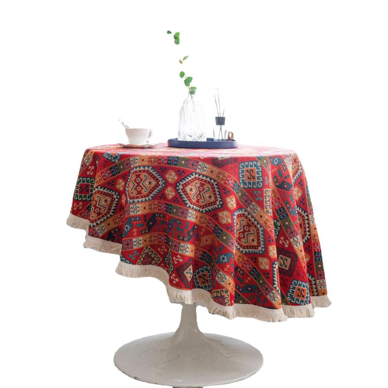 テーブルクロス 円形 レッド 西洋風 クリスマス 厚手 装飾 ダイニング 小さめ カフェ テーブルカバー インテリア おしゃれ