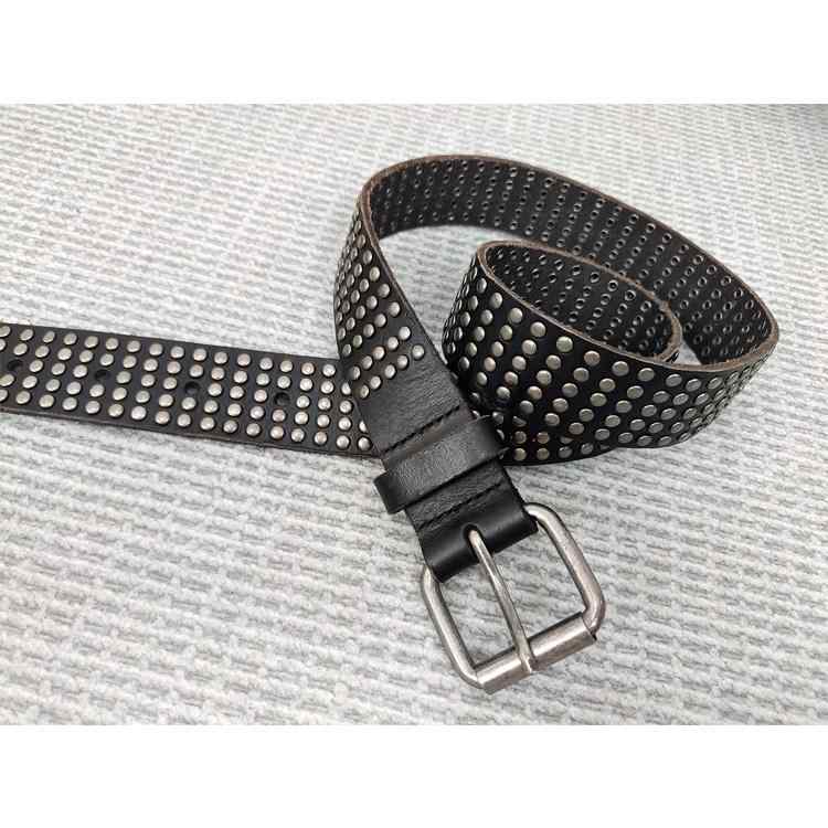 ベルト メンズ おしゃれ レディース 牛革 革 ピューターリベット ハード系 パンク ヒップホップ カジュアル