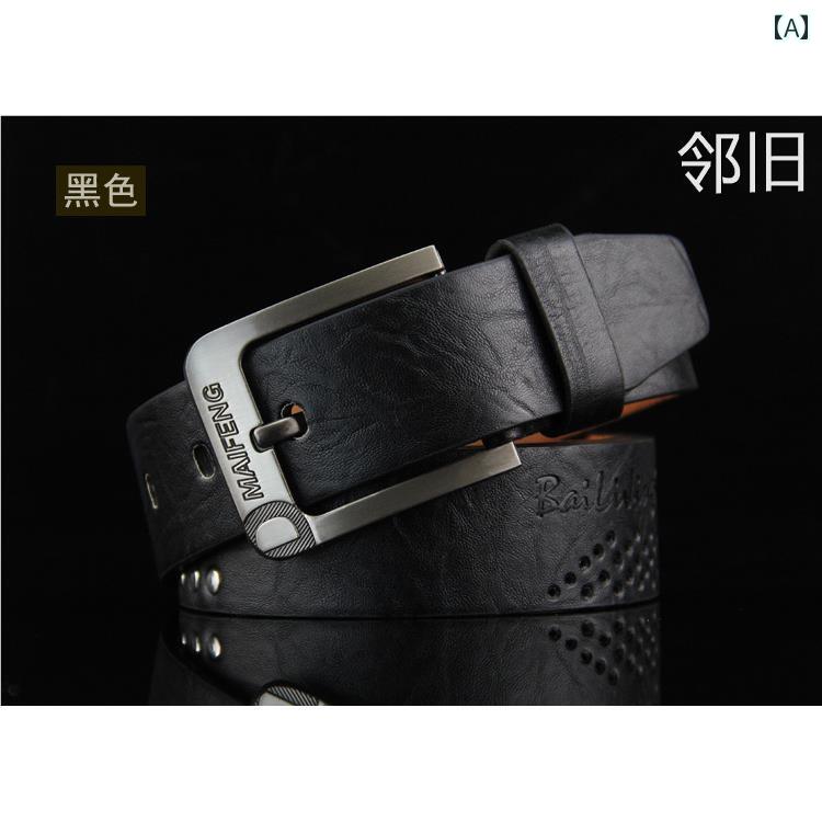 ベルト メンズ おしゃれ ヴィンテージ風 アメリカン シンプル カジュアル スタッズ デニム 合わせ バックル