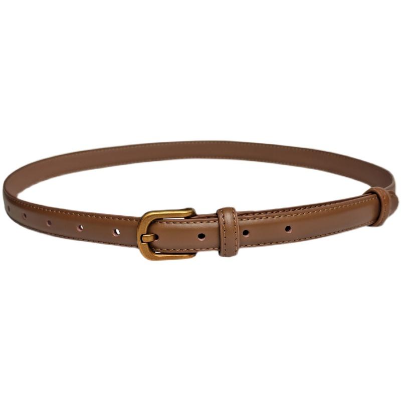 ベルト レディース おしゃれ シンプル デニム カジュアル スラックス 実用 スリム ヴィンテージ風 レザー 牛革 通勤