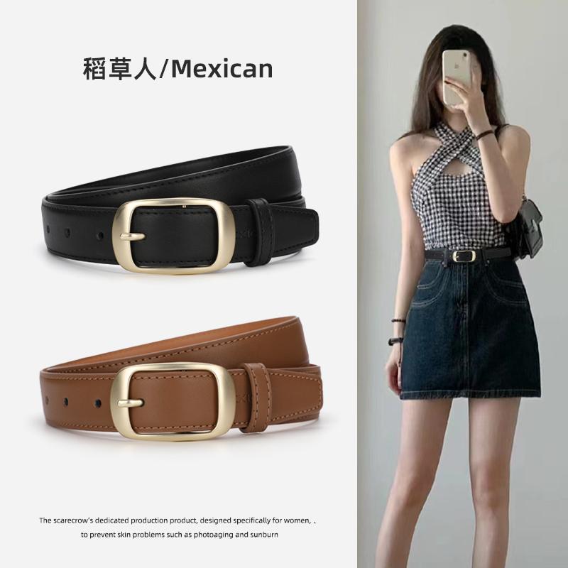 ブランド: Mexican/稲草人 主材質: 二層牛革 性別: 女性用 デザイン: ベルト ベルトデザイン: 無地 カラー: ブラック.ブラウン.キャラメル.グレー.コーヒー デザイン: 光沢あり ベルトバックル素材: 合金 バックルタイプ: ピンバックル 長さ: フリーサイズ 素材の仕上げ: 光沢あり 幅: 2.8cm サイズ展開: 95cm.105cm.115cm
