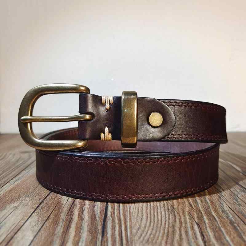 ベルト レディース おしゃれ ヴィンテージ風 牛革 黒 シンプル 軽量 ウエスト調整 カジュアル デニム合わせ