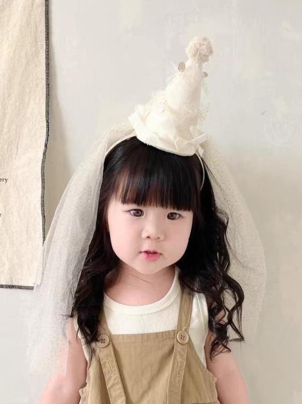 Other - 帽子 女の子 誕生日 ベビー ヘッドドレス パーティー チュールベール かわいい フェアリー お祝い 記念撮影 ヘアアクセサリー 小物 新生児 幼児 周歳 キッズ