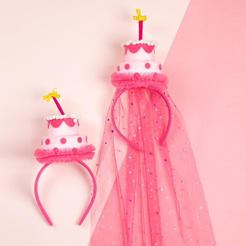 帽子 子供 女の子 バースデー ピンク クラウン ケーキ 姫 お祝い 誕生日 パーティー 王冠 ヘアアクセサ..