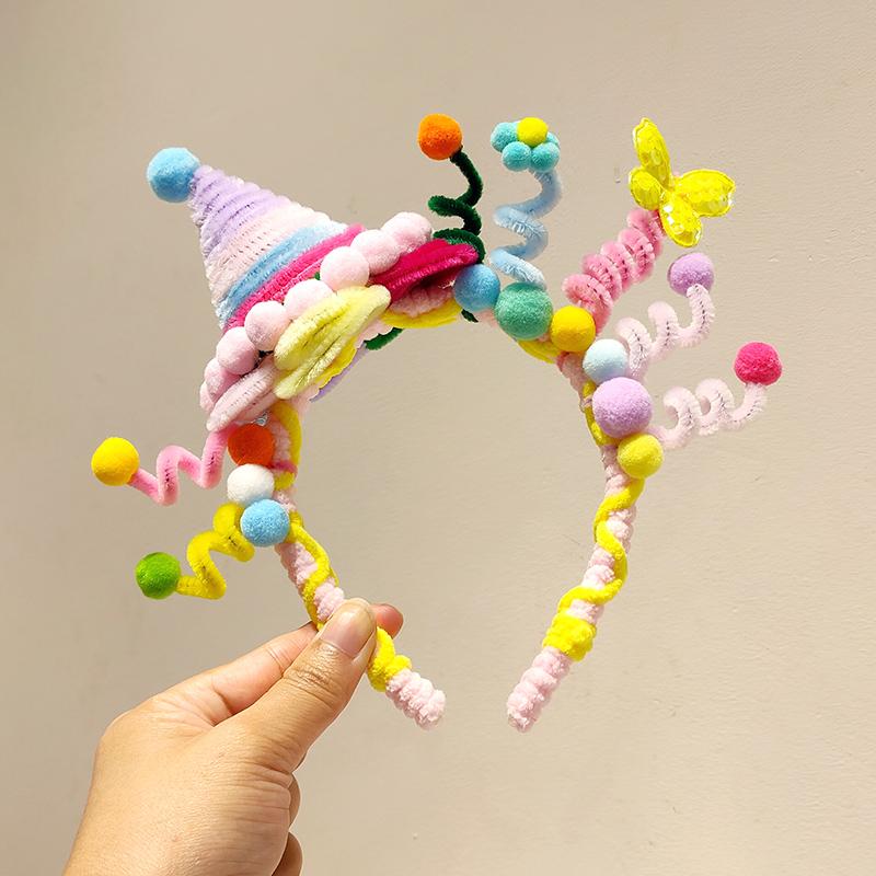 Other - ヘアバンド 子供 誕生日 パーティー カラフル 手作り 飾り 帽子 ねじり 棒 ボンボン 写真撮影 小物 誕生日会 デコレーション 幼児 イベント キッズ 可愛い 立体 ポップ