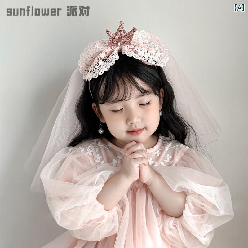 ヘアアクセサリー 女の子 子供 クラウン レース 誕生日 パーティー プリンセス 発表会 記念写真 ケーキ..