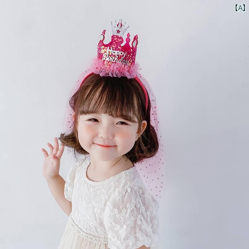 ヘアアクセサリー 女の子 誕生日 王冠 カチューシャ プリンセス パーティー 可愛い 子供 ハッピーバー..