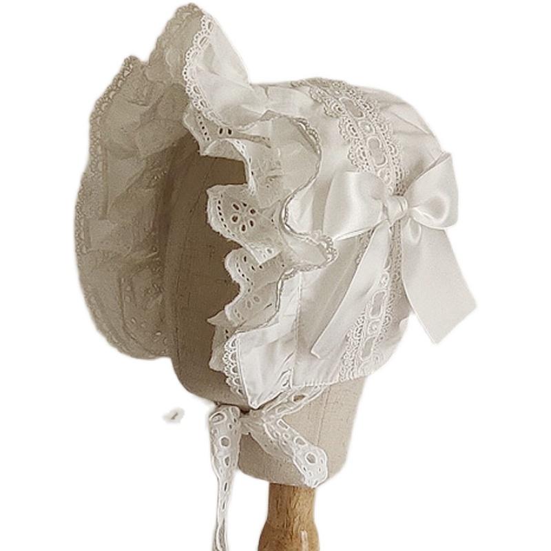 帽子 赤ちゃん 女の子 プリンセス 春秋 宮廷風 フリル レース リボン飾り 耳 可愛い おしゃれ 写真撮影 綿