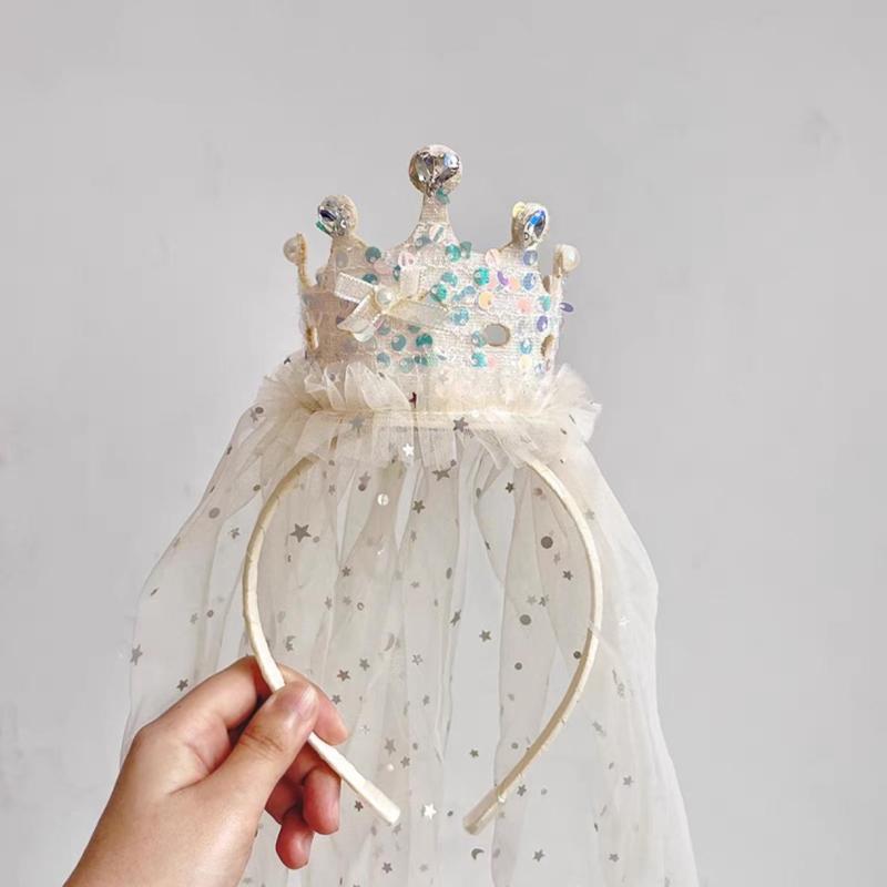 Other - カチューシャ 女の子 プリンセス 王冠 バースデー パーティー 飾り 周歳 誕生日 撮影小物 チュール 星 可愛い 装飾 イベント コスプレ 子供