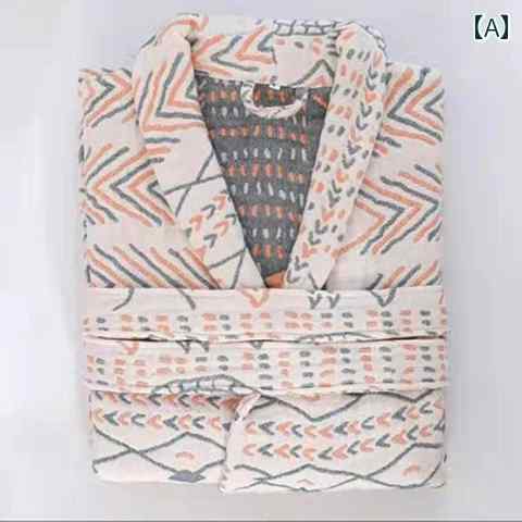 バスローブ メンズ レディース 快適 おしゃれ ルームウェア 四層ガーゼ オールシーズン 長袖 速乾 吸水 柔らかい 欧風 2