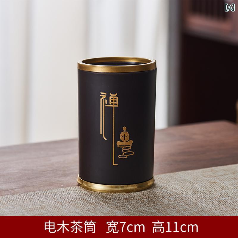 中国茶 茶道具 真鍮 紳士 アクセサリー クリップ 茶さじ ブラシ 茶挟 スタンド 収納 ホルダー 光沢 彫刻 精巧 花柄 漢字 シンプル ギフト