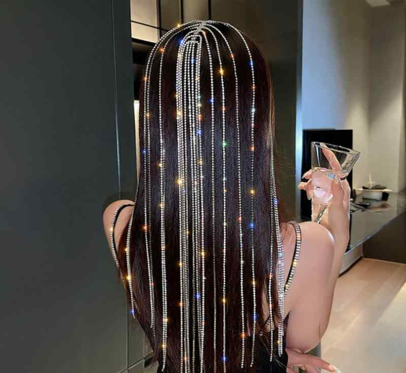 ヘッドドレス きらきら タッセル アクセサリー フェス ダンス 輝く 派手 舞台 パフォーマンス ビジュー..