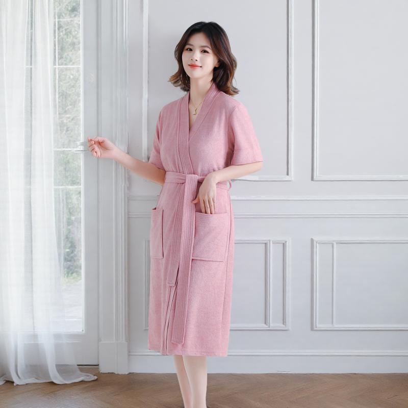 バスローブ レディース 快適 おしゃれ ルームウェア 春秋 夏 吸水 速乾 ホテル 半袖 カップル 部屋着 タオル地 浴衣