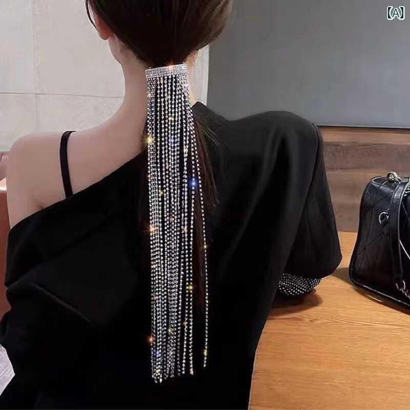 ヘアアクセサリー レディース おしゃれ 揺れる ロング チェーン 流れる きらきら ...