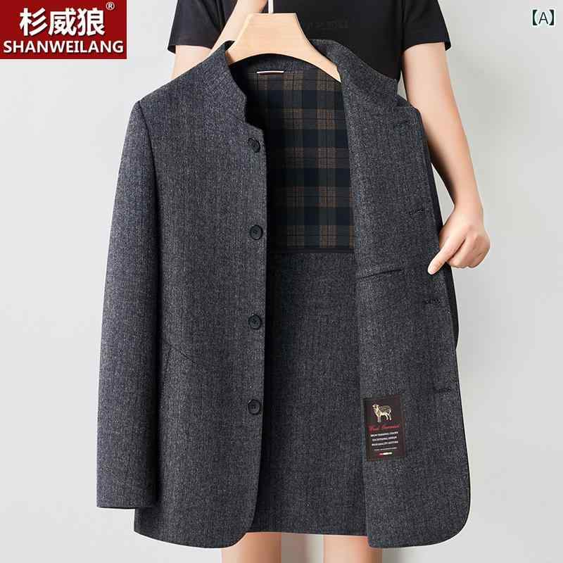 ジャケット メンズ おしゃれ カジュアル 秋冬 ウール 60代 スタンドカラー カジュアル パーカー ダブルフェイス 厚手 アウター