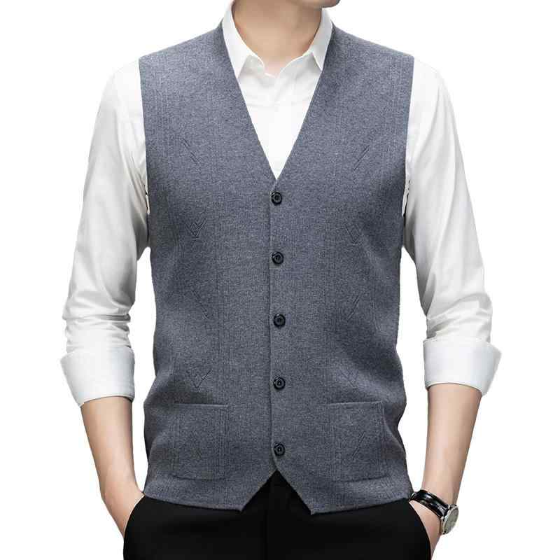 ベスト メンズ おしゃれ 秋冬 薄手 快適 ニット ウール スーツベスト 前開き シニア カジュアル