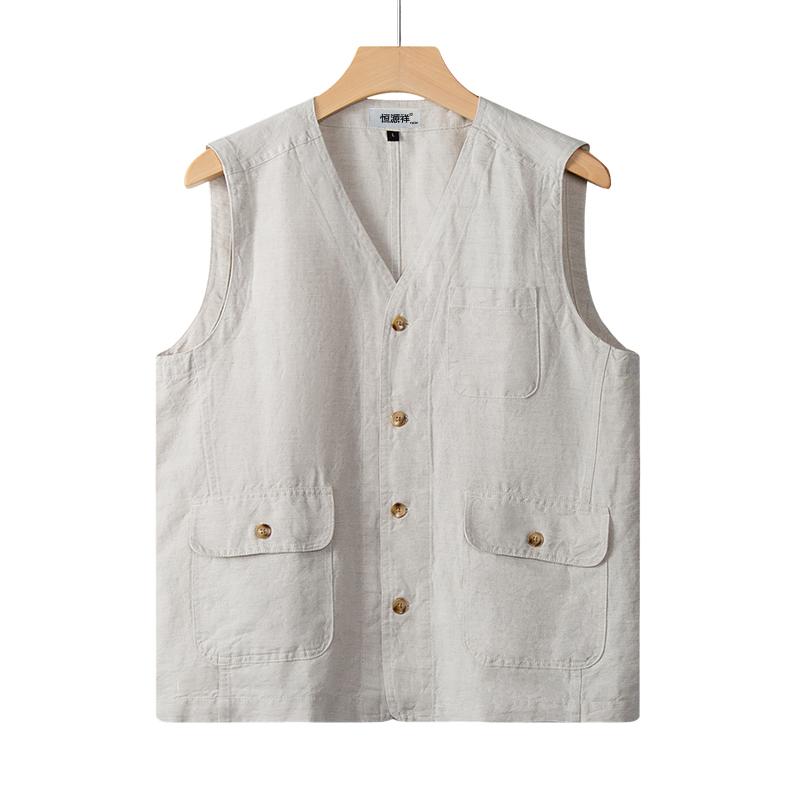 服装版型: 標準 デザイン: ボタン装飾 機能: -加工 スタイル: ビジネス紳士 シーン: カジュアル 素材: 麻52%.綿48% 厚さ: 標準 スタイル: ビジネスカジュアル 襟型: Vネック ポケットタイプ: 立体貼りポケット 前立て: シングルボタン 柄: - サイズ展開: M.L.XL.2XL.3XL カラー: ライトカーキ