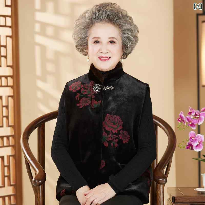 樂天商城 - ベスト レディース おしゃれ 花柄 ふわふわ 起毛 シニア 秋冬 防寒 暖かい ミセス 母 母の日 プレゼント 祖母